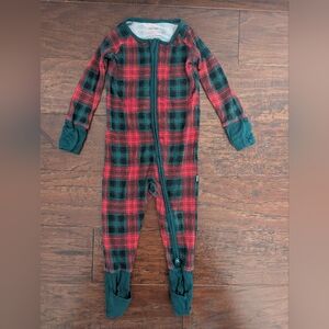 6-12m Little Sleepies Tartan Christmas Footie